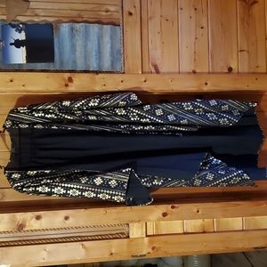 Black and Metallic Gold Aztec Duster